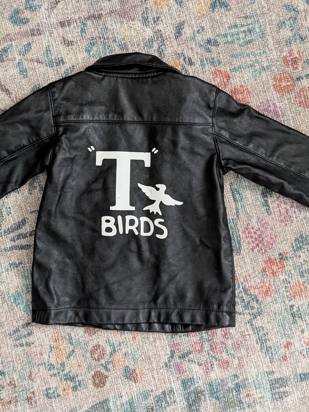 Kids Black 'T Birds' Faux Leather Jacket - Size 4t